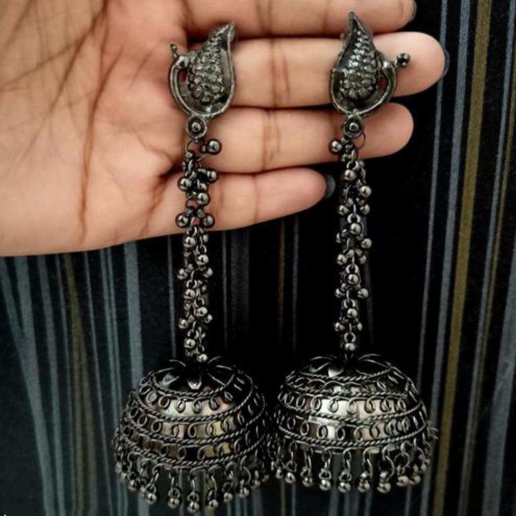 Black Oxidised Jhumkas