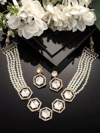 Hexagonal Elegance Kundan Necklace Set