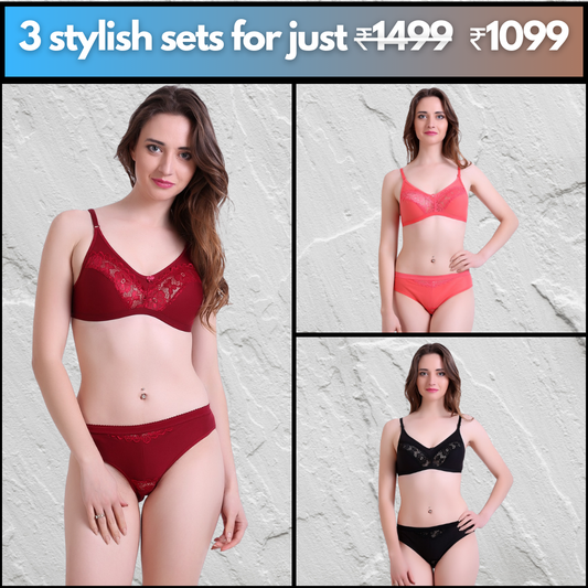 Evoé Sensation Pack Of 3 [Black,maroon,pink]