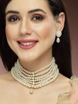 Elegant Pearl Kundan Choker Set
