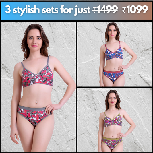 Evoé Cielo Pack of 3 [Green,Grey,Pink]