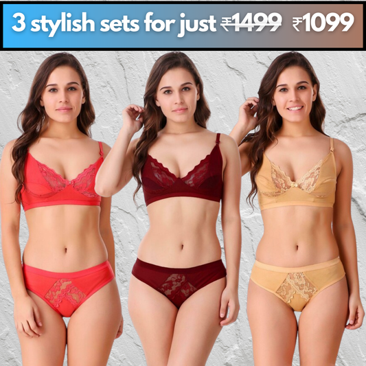 Evoe Passion Set Pack of 3 [Beige,Maroon,Peach]