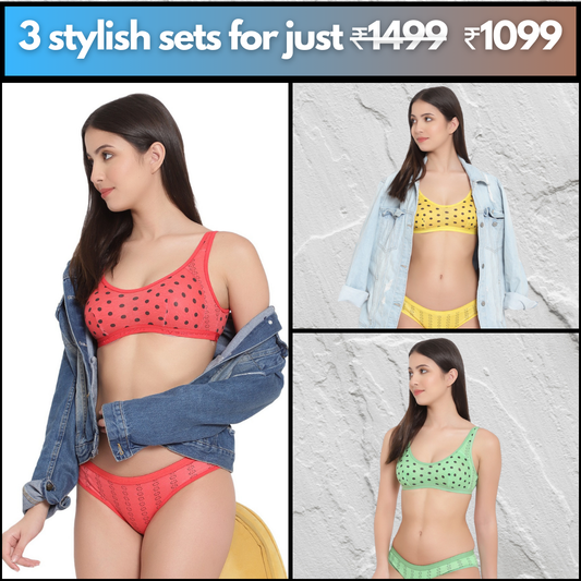 Evoé Raag Pack of 3 [Red,Yellow,Green]